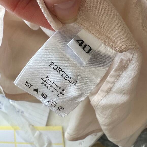 Fortela Ghodsi Tan Multicolor Beade Embroider Print Peasant Blouse 40 - Picture 13 of 16